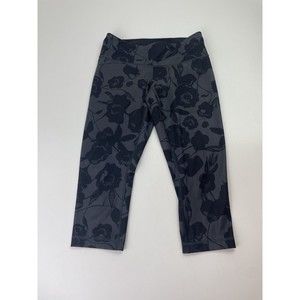 Lululemon Low Rise Women's Size 6 Capri Leggings Black Floral Gray   EUC